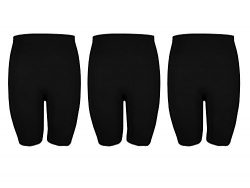 Crush Womens Seamless Basic Knee Length Bike Shorts Pack Of Three Black Size S/M