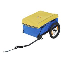 Aosom Two Wheel Enclosed Bike Cargo / Luggage Trailer with Hitch – Blue/Yellow