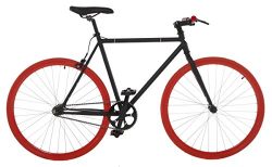 Vilano Fixed Gear Bike Fixie Single Speed Road Bike, Black/Red, 58cm/Large