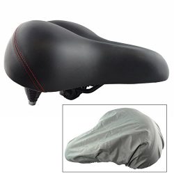 Lumintrail Oversize Wide Comfort Gel Foam Bike Seat w/ Suspension and Bicycle Saddle Cover for O ...