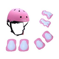 Kamugo Kids Youth Adjustable Sports Protective Gear Set Safety Pad Safeguard (Helmet Knee Elbow  ...