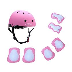 Kamugo Kids Youth Adjustable Sports Protective Gear Set Safety Pad Safeguard (Helmet Knee Elbow  ...