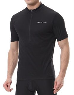 Spotti Basics Men’s Short Sleeve Cycling Jersey – Bike Biking Shirt (Black, Chest 42 ...