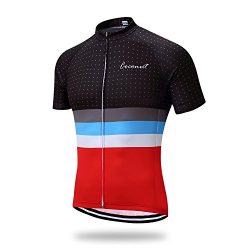 Runmaner Men’s Cycling Jersey Short Sleeve Bike Clothing (Medium, Red)