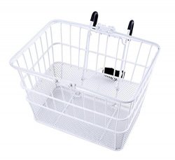 Ohuhu Rust-Proof Quick Release Front Handlebar Bicycle Lift Off Basket / Wire Mesh Bike Basket w ...