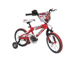 Dynacraft Hot Wheels Boys BMX Street/Dirt Bike with Hand Brake 14″, Red/White/Black