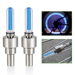 World Pride 2 Bicycle Bike Tyre Wheel Flash LED Valve Stem Cap Light Blue