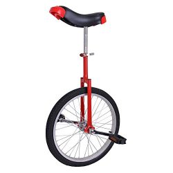 20in Red Chrome Unicycle W Free Stand Wheel Skidproof Tire Bike Unicycle Cycling