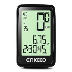 Enkeeo Wired Bike Computer USB Rechargeable Bicycle Speedometer Odometer with 12 Hour Backlight  ...