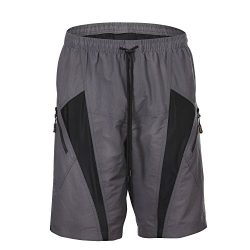 HAMSWAN Men’s Loose-Fit Padded Breathable Bike Shorts for Cycling, Large, Gray