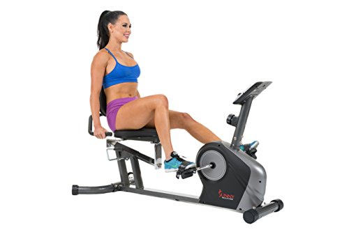 Sunny Health & Fitness Magnetic Recumbent Bike Exercise Bike, 350lbs High Weight Capacity, M ...