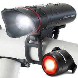 SUPERBRIGHT Bike Light USB Rechargeable LED – FREE Taillight INCLUDED- Cycle Torch Shark 5 ...