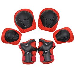 Sports Protective Gear Safety Pad Safeguard (Knee Elbow Wrist) Support Pad Set Equipment for Kid ...