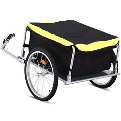 go2buy Foldable Bike Cargo Trailer Utility Luggage Bicycle Trailer-Black and Yellow