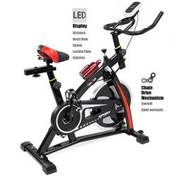 XtremepowerUS Indoor Cycle Trainer Fitness Bicycle Stationary (Red and black)