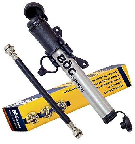 Bog Products Mini High Pressure Compact Bicycle Pump Presta, Schrader Valves & Ultra Light A ...