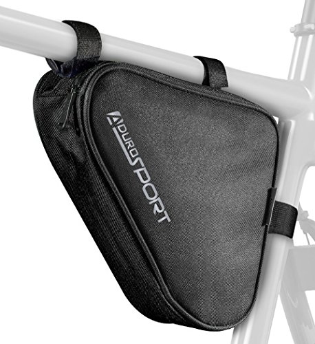 Aduro Sport Bicycle Bike Storage Bag Triangle Saddle Frame Strap-On Pouch for Cycling (Black)