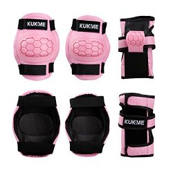 KUKOME Child Sports Protective Gear Safety Pad Safeguard Knee Elbow Wrist Support Pad Set Equipm ...
