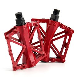 Chollima Aluminum Alloy Bicycle Pedals Road Bike Pedals for BMX MTB Cycling 9/16 Inch Red