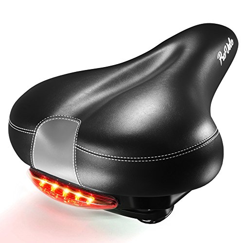 ProVelo Most Comfortable Bike Seat – Rear LED Taillight, Memory Foam Cushion, Leather, Shock Abs ...
