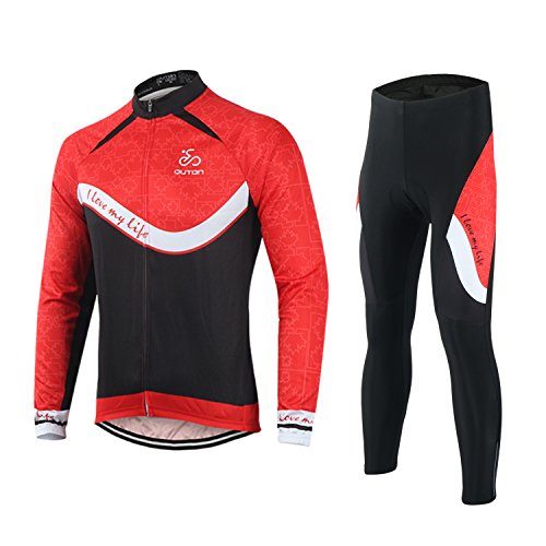 OUTON Men’s Cycling Clothing Set Breathable Quick Dry Full Zip Long Sleeve Cycling Jersey  ...