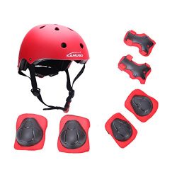 Kamugo Kids Youth Adjustable Sports Protective Gear Set Safety Pad Safeguard (Helmet Knee Elbow  ...