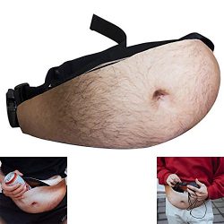 Dad Bag Fanny Fake Hairy Belly Waist Zipper Pack Bags Unisex Mens Hip Traveling Running Cycling  ...