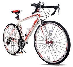 Merax Finiss Aluminum 21 Speed 700C Road Bike Racing Bicycle Shimano (58 cm, Red & White)