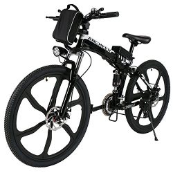 ANCHEER Folding Electric Mountain Bike with 26″ Super Lightweight Magnesium Alloy 6 Spokes ...