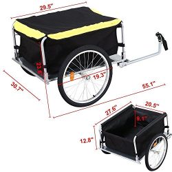 go2buy Folding Bicycle Bike Cargo Storage Cart and Luggage Trailer with Removable Cover and Hitch