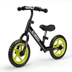 Enkeeo 12″ No Pedal Balance Bike for 2-6Years Old Kids, Carbon Steel Frame, Adjustable Handlebar ...