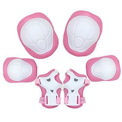 Sports Protective Gear Safety Pad Safeguard (Knee Elbow Wrist) Support Pad Set Equipment for Kid ...