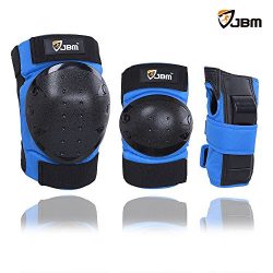 JBM international Adult / Child Knee Pads Elbow Pads Wrist Guards 3 In 1 Protective Gear Set, Bl ...