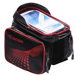 W-ShiG Bike Frame Bag Waterproof Touch Screen Cell Phone Bag for 5″-6″ Screen Size B ...