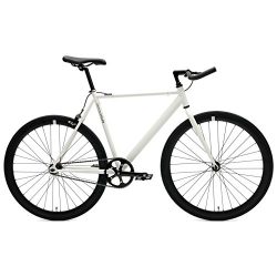 Critical Cycles Classic Fixed-Gear Single-Speed Bike with Pursuit Bullhorn Bars, 49cm/Small, White