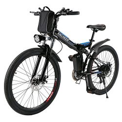 ANCHEER Folding Electric Mountain Bike with 26 Inch Wheel, Large Capacity Lithium-Ion Battery (3 ...