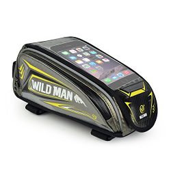 WILDMAN Bicycle Tube Frame Pannier Waterproof Phone Bag for 5″ – 6″ Screen Siz ...