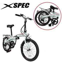 Xspec 20″ 7 Speed City Folding Compact Bike Bicycle Urban Commuter Shimano White