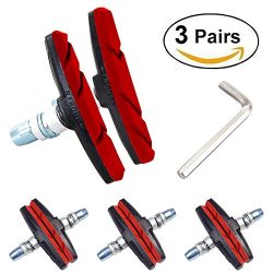 Bike Brake Pads Set, Alritz 3 Pairs Road Mountain Bicycle V-Brake Blocks Shoes with Hex Nut and  ...