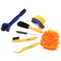 7 Pieces Precision Bike Bicycle Cleaning Brush Tool Kit Set &Chain Cleaning Brush Compact Mu ...