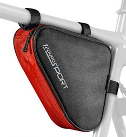 Aduro Sport Bicycle Bike Storage Bag Triangle Saddle Frame Strap-On Pouch for Cycling (Red)