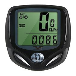 Bicycle Speedometer and Odometer Wireless Waterproof Cycle Bike Computer with LCD Display & ...