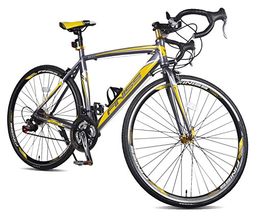 Merax Finiss Aluminum 21 Speed 700C Road Bike Racing Bicycle Shimano (54 cm, Yellow & Gray)