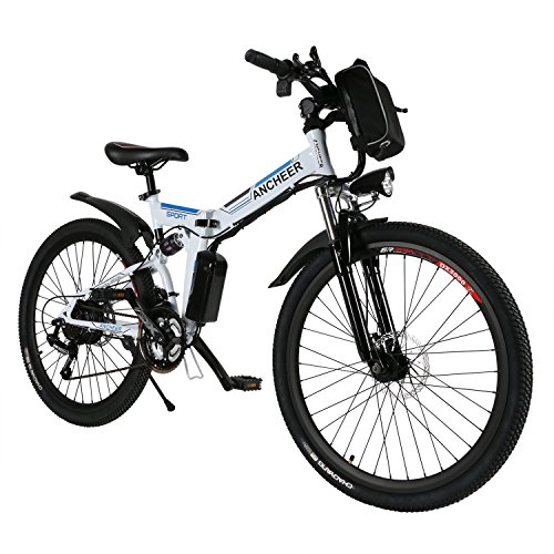 ANCHEER Folding Electric Mountain Bike with 26 Inch Wheel, Large Capacity Lithium-Ion Battery (3 ...