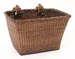 Retrospec Bicycles Cane Woven Rectangular “Toto” Basket with Authentic Leather Strap ...