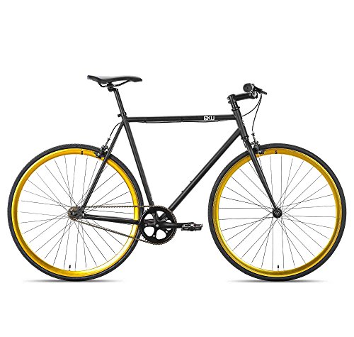 6KU Nebula 2 Fixed Gear Bicycle, Matte Black/Gold, 58cm