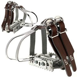 VP Track Fixie Bike Pedals Toe Clips and Leather Straps