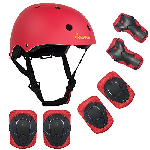 Lanova Kids Adjustable Sports Protective Gear Set Safety Pad Safeguard (Helmet Knee Elbow Wrist) ...