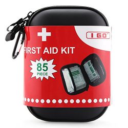 I Go Compact First Aid Kit – Hard Shell Case for Hiking, Camping, Travel, Car – 85 P ...