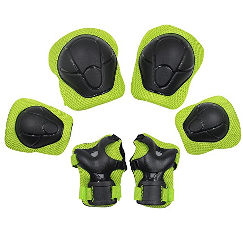 Sports Protective Gear Safety Pad Safeguard (Knee Elbow Wrist) Support Pad Set Equipment for Kid ...